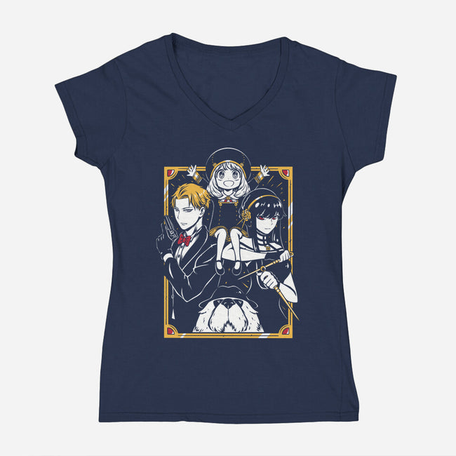 Family Of Spies-Womens-V-Neck-Tee-Panchi Art