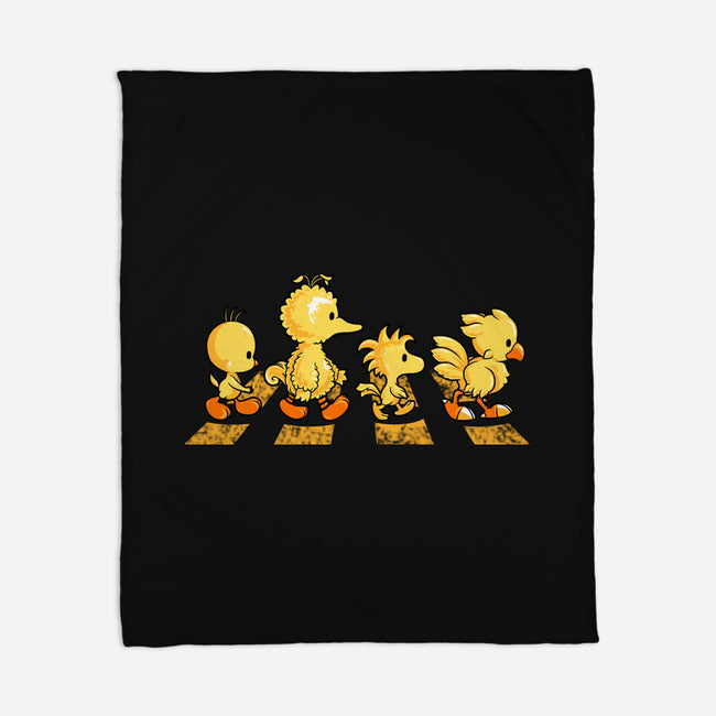 Yellow Birdy Road-none fleece blanket-PrimePremne