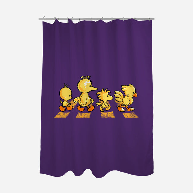 Yellow Birdy Road-none polyester shower curtain-PrimePremne