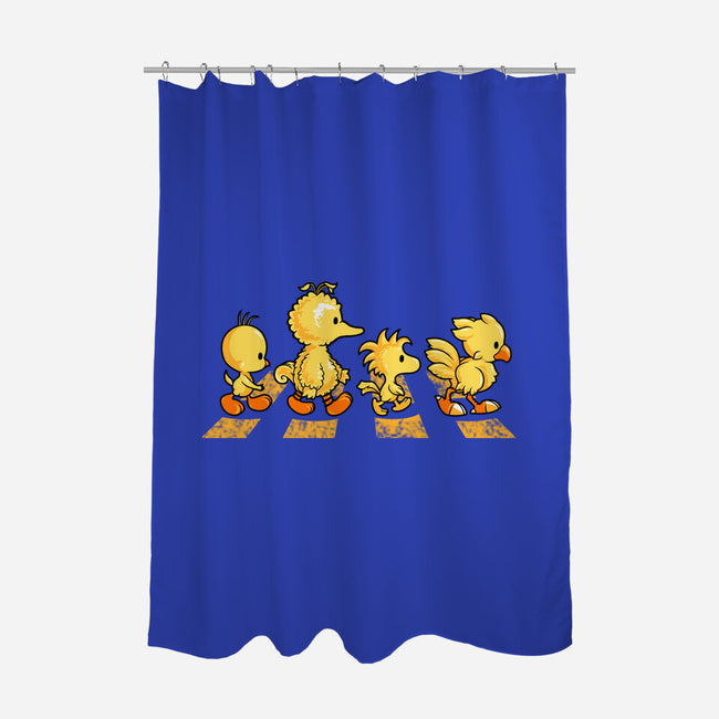 Yellow Birdy Road-none polyester shower curtain-PrimePremne