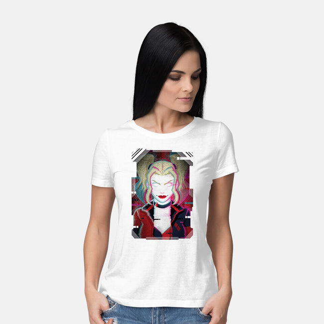 Harley Quinn Glitch-Womens-Basic-Tee-danielmorris1993