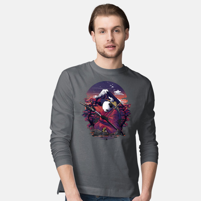 Samurai Panda Warrior-Mens-Long Sleeved-Tee-fanfabio