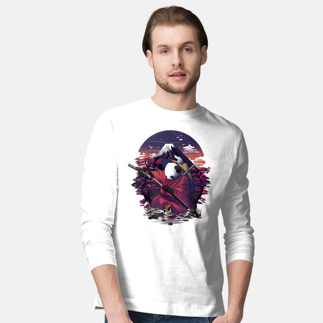Samurai Panda Warrior-Mens-Long Sleeved-Tee-fanfabio