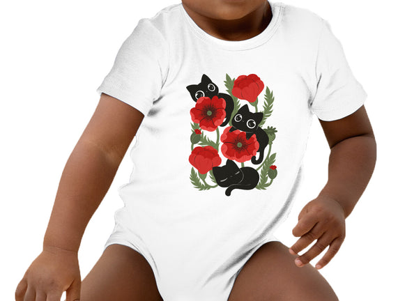 Poppies And Black Kitties