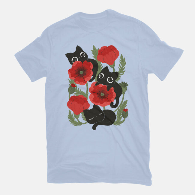 Poppies And Black Kitties-Mens-Basic-Tee-ricolaa