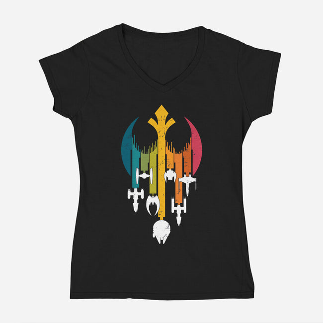 Rebel Rainbow-Womens-V-Neck-Tee-erion_designs