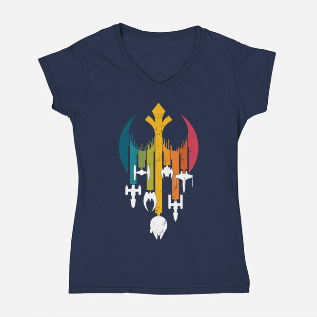 Rebel Rainbow-Womens-V-Neck-Tee-erion_designs