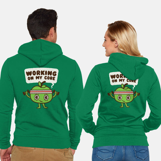 Working On My Core-Unisex-Zip-Up-Sweatshirt-Weird & Punderful