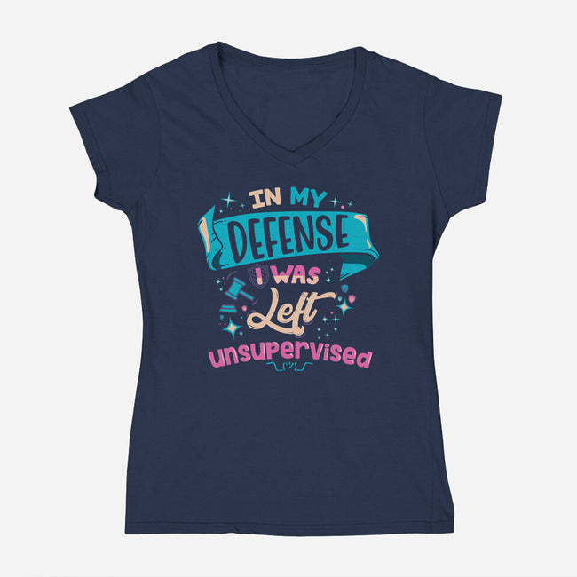 In My Defense-Womens-V-Neck-Tee-rocketman_art