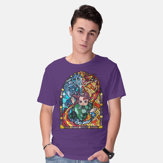 Tanjiro Stained Glass-Mens-Basic-Tee-line13design