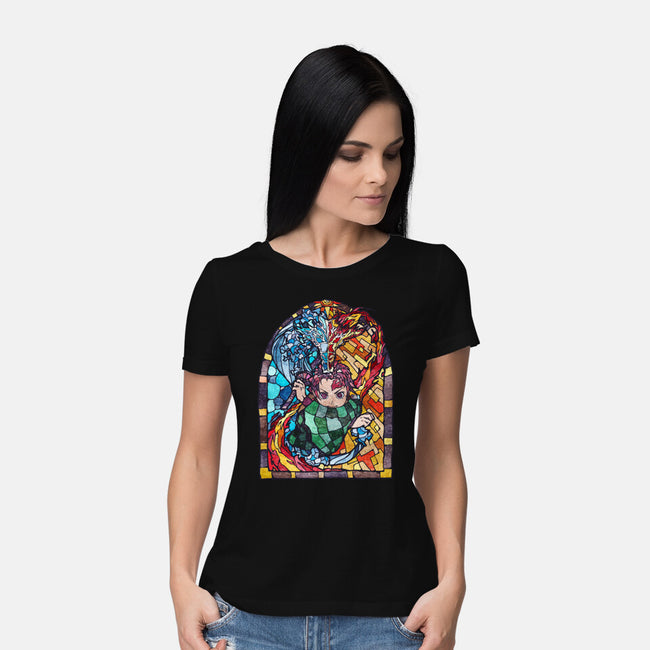 Tanjiro Stained Glass-Womens-Basic-Tee-line13design