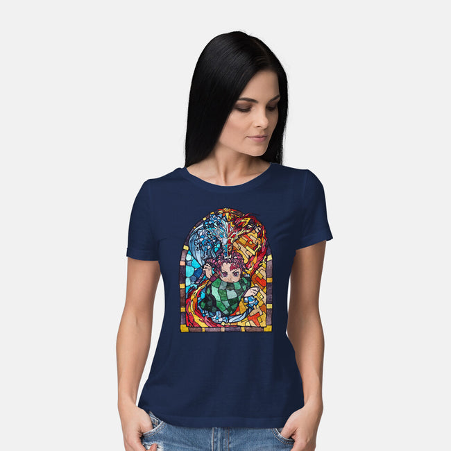 Tanjiro Stained Glass-Womens-Basic-Tee-line13design