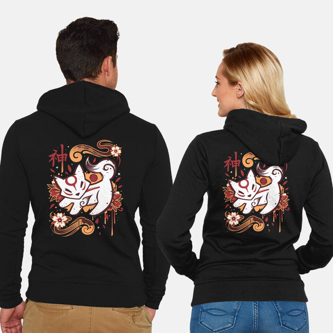Floral Wolf Spirit-Unisex-Zip-Up-Sweatshirt-Snouleaf