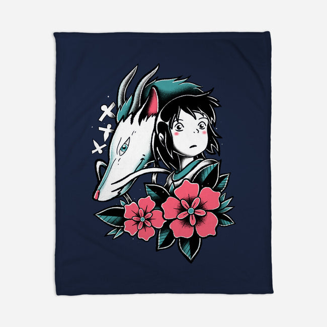 The Girl And The Dragon-None-Fleece-Blanket-estudiofitas