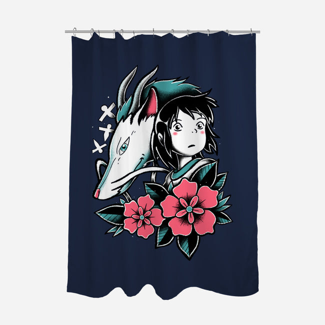The Girl And The Dragon-None-Polyester-Shower Curtain-estudiofitas
