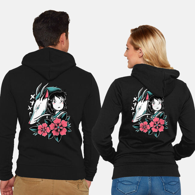 The Girl And The Dragon-Unisex-Zip-Up-Sweatshirt-estudiofitas