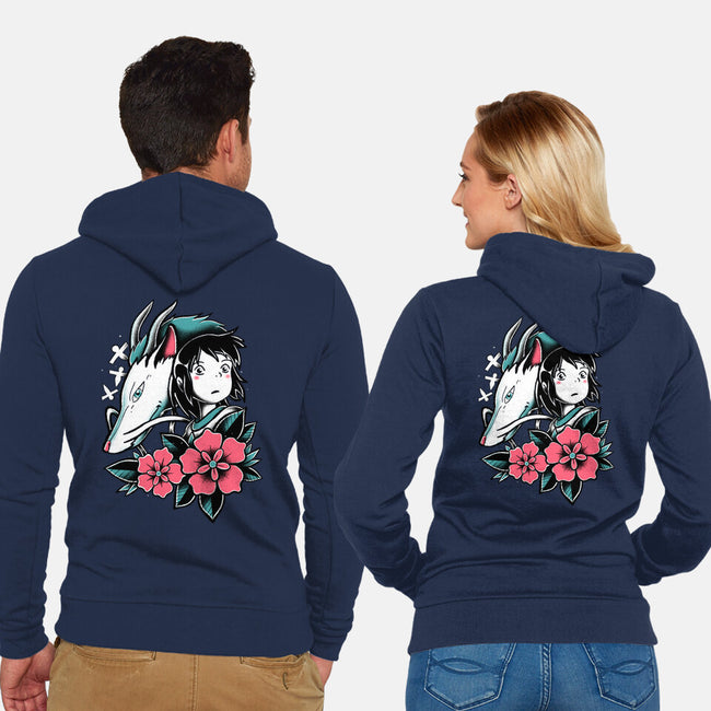 The Girl And The Dragon-Unisex-Zip-Up-Sweatshirt-estudiofitas