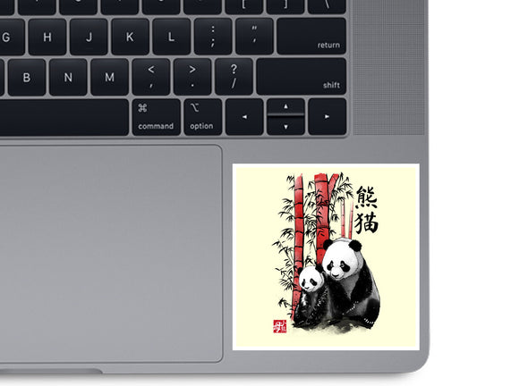 Panda And Cub Sumi-e