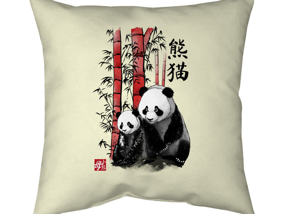 Panda And Cub Sumi-e