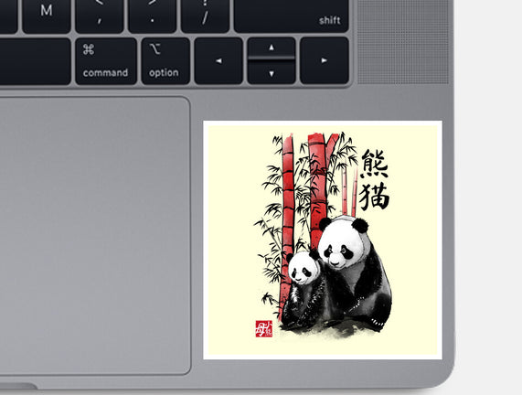 Panda And Cub Sumi-e