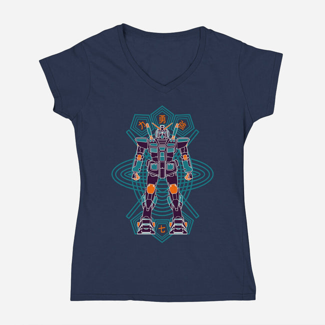 Gundam Type 6-Womens-V-Neck-Tee-ZeroShelfLife
