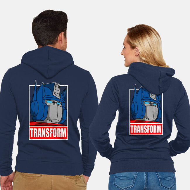 Obey And Transform-Unisex-Zip-Up-Sweatshirt-Boggs Nicolas