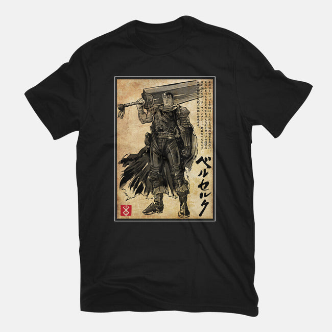 Black Swordsman Woodblock-Mens-Basic-Tee-DrMonekers