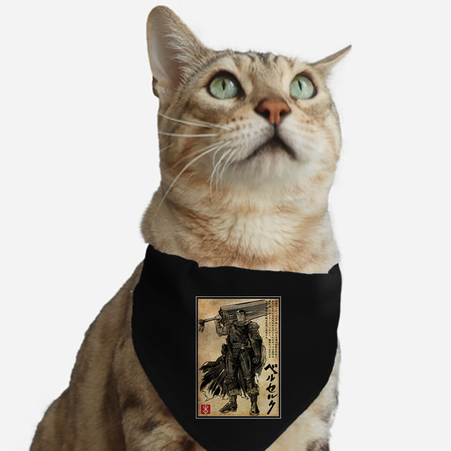 Black Swordsman Woodblock-Cat-Adjustable-Pet Collar-DrMonekers