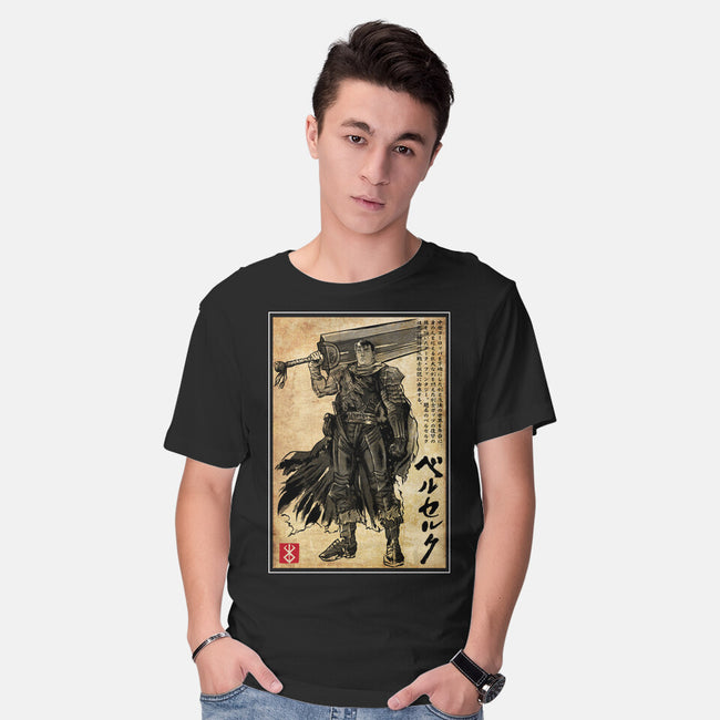 Black Swordsman Woodblock-Mens-Basic-Tee-DrMonekers