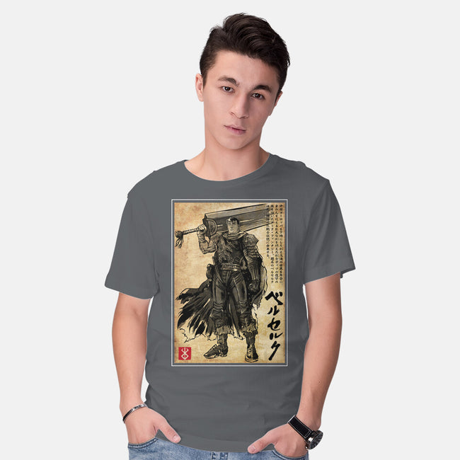 Black Swordsman Woodblock-Mens-Basic-Tee-DrMonekers