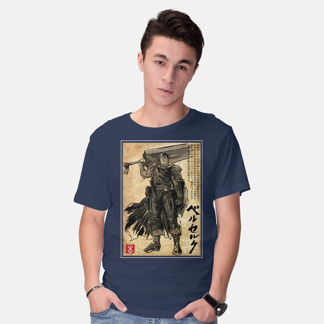 Black Swordsman Woodblock-Mens-Basic-Tee-DrMonekers