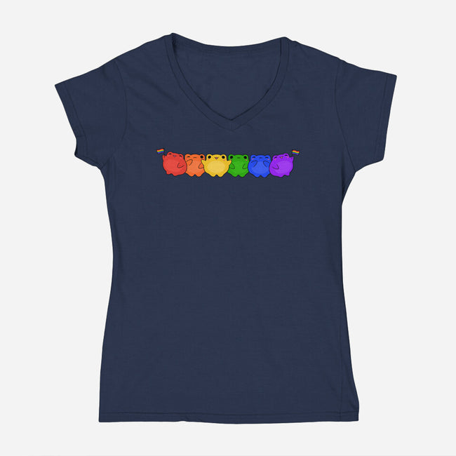 Rainbow Frogs-Womens-V-Neck-Tee-kosmicsatellite