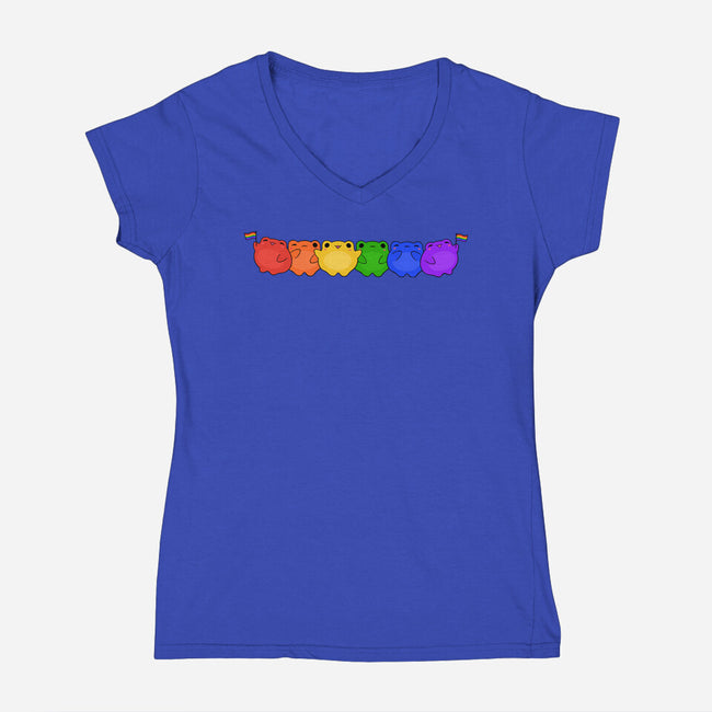 Rainbow Frogs-Womens-V-Neck-Tee-kosmicsatellite