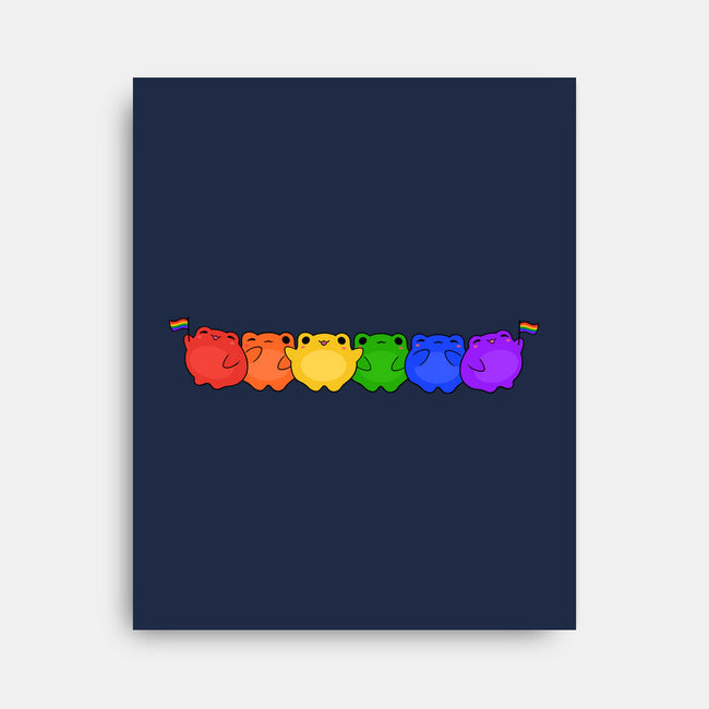 Rainbow Frogs-None-Stretched-Canvas-kosmicsatellite