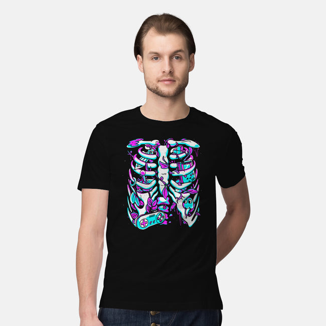 Retro Gaming Skeleton-Mens-Premium-Tee-estudiofitas