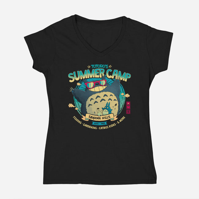 Neighbor's Summer Camp-Womens-V-Neck-Tee-teesgeex