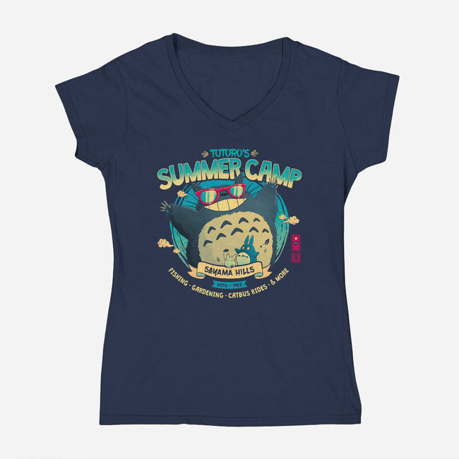 Neighbor's Summer Camp-Womens-V-Neck-Tee-teesgeex