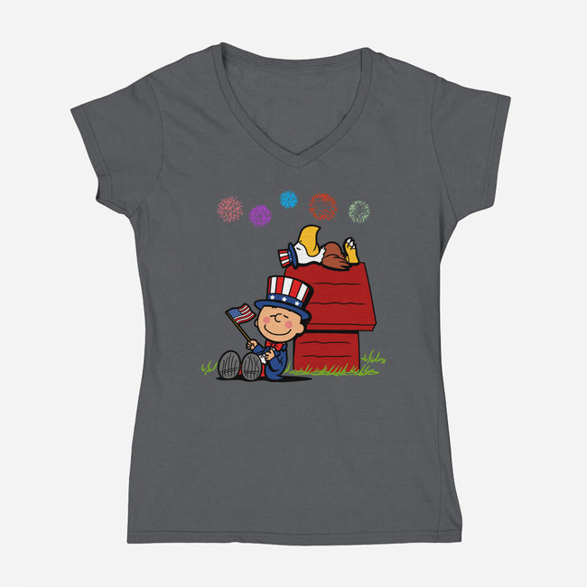 Patriotic Nuts-Womens-V-Neck-Tee-Boggs Nicolas