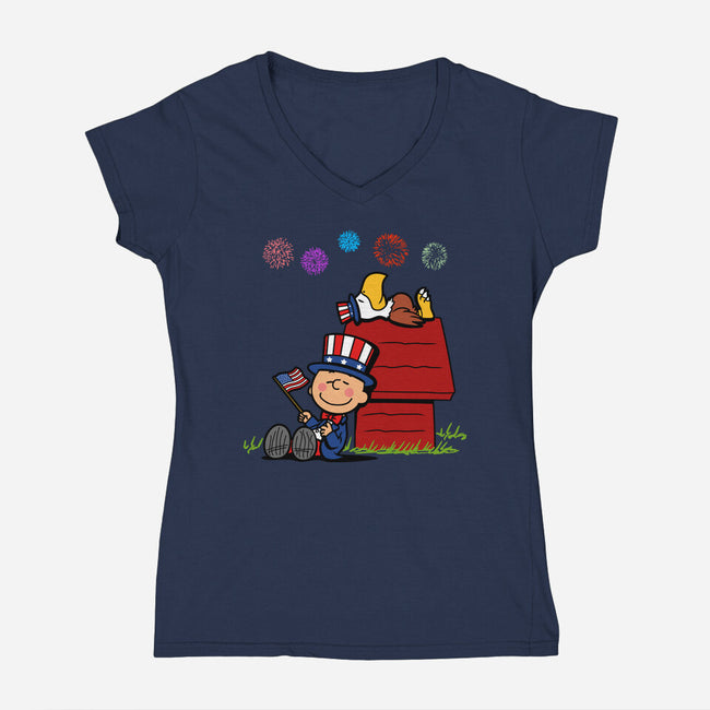 Patriotic Nuts-Womens-V-Neck-Tee-Boggs Nicolas