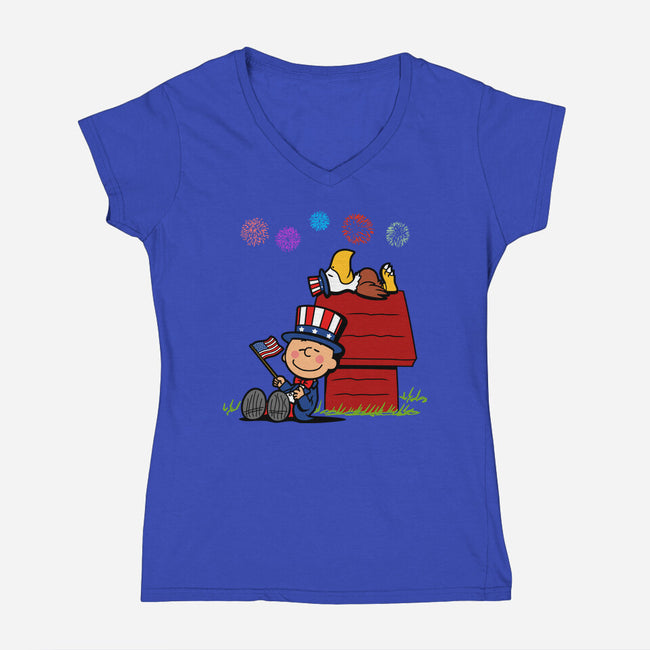 Patriotic Nuts-Womens-V-Neck-Tee-Boggs Nicolas