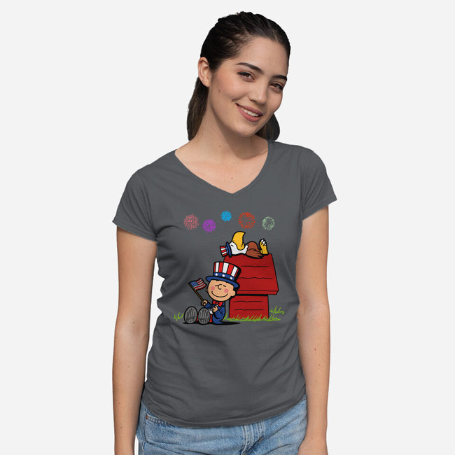 Patriotic Nuts-Womens-V-Neck-Tee-Boggs Nicolas