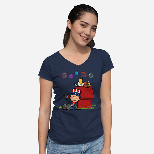Patriotic Nuts-Womens-V-Neck-Tee-Boggs Nicolas