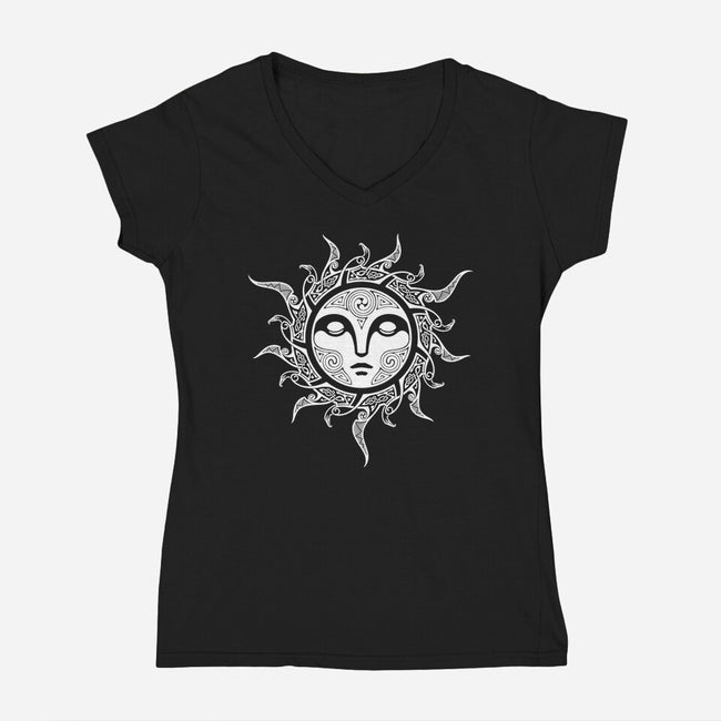 Yule Midwinter Sun-womens v-neck tee-RAIDHO