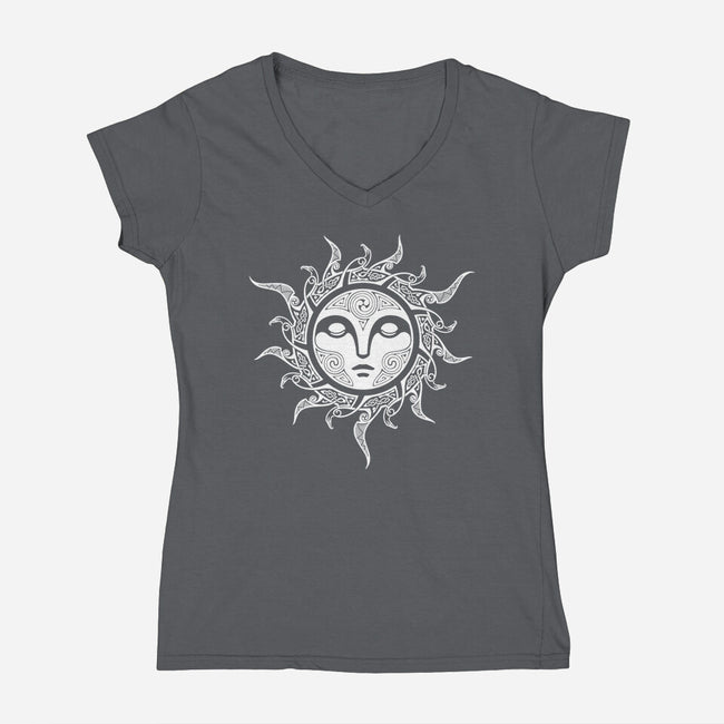 Yule Midwinter Sun-womens v-neck tee-RAIDHO