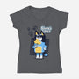 Blue Puppy's Clues-Womens-V-Neck-Tee-Boggs Nicolas