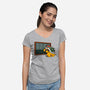 Peaches Repeat-Womens-V-Neck-Tee-Raffiti