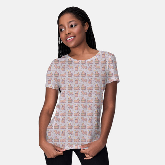 Capybara Family-Womens-All Over Print Crew Neck-Tee-xMorfina