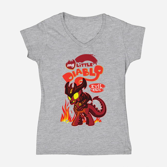 My Little Diablo-Womens-V-Neck-Tee-demonigote