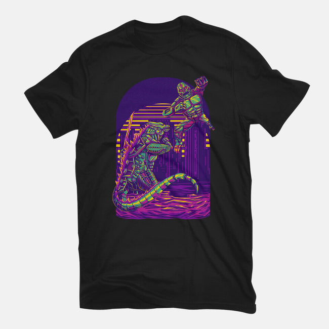 RoboZilla Vs RoboKong-Mens-Heavyweight-Tee-alanside