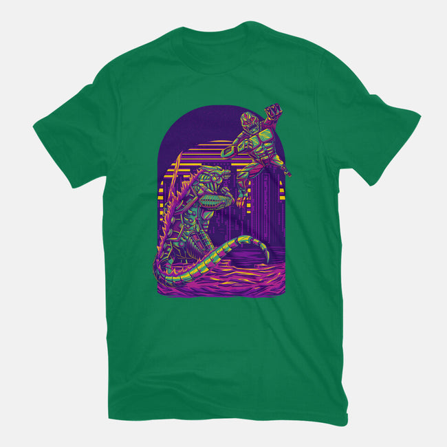 RoboZilla Vs RoboKong-Mens-Basic-Tee-alanside